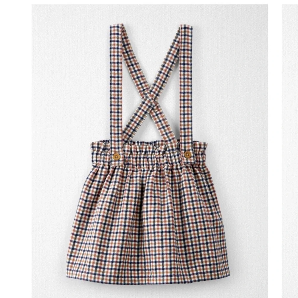 Little Planet Carter’s Organic Cotton Plaid Suspender Skirt Girls 3T